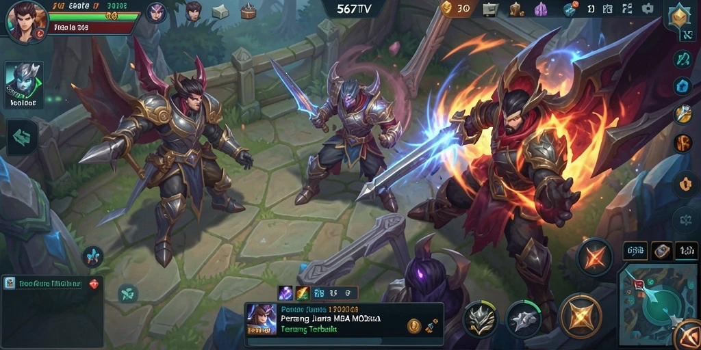 Tangkapan layar menampilkan aksi seru dalam 567TV MOBA.