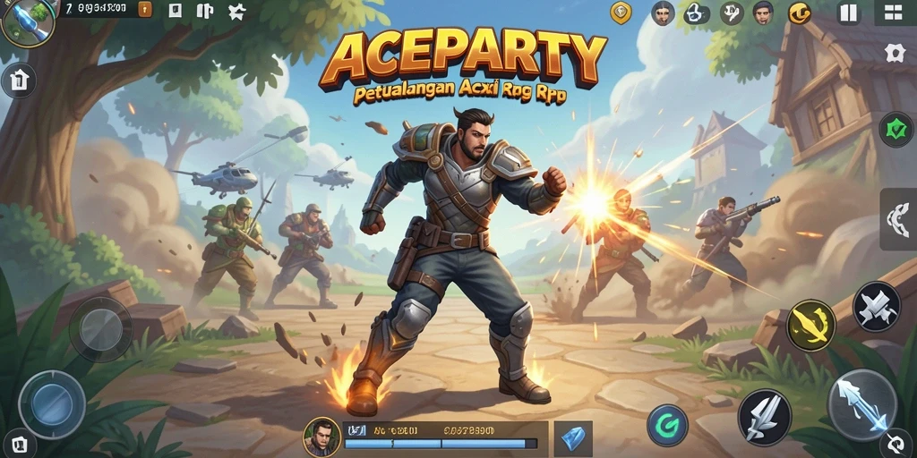 Tampilan gameplay seru dengan karakter melakukan serangan dalam pertempuran ARPG.