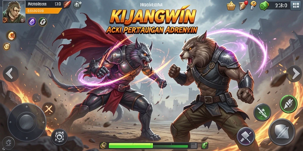 Screenshot gameplay <strong>KIJANGWIN</strong> dalam aksi pertarungan yang intens.