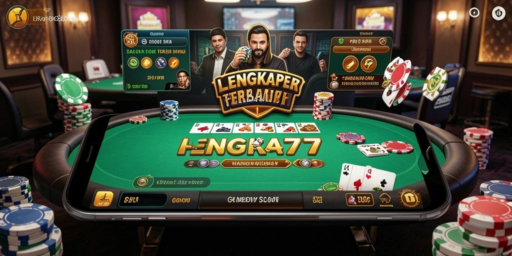 Tampilan gameplay poker yang mendebarkan di LENGKAP777.