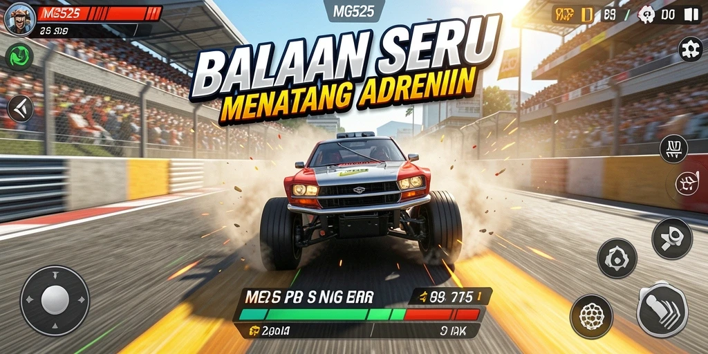 Tampilan gameplay MG525 dengan balapan seru di trek menantang.