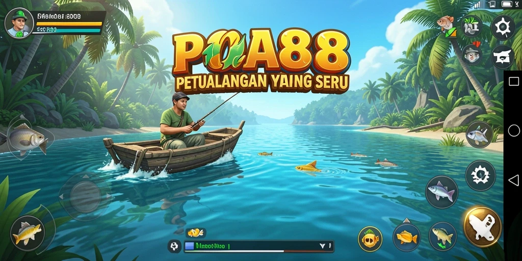 Screenshot gameplay POA88 yang menampilkan aksi memancing seru.